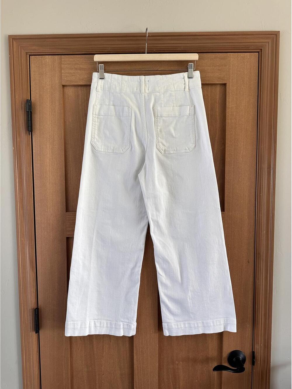 Anthropologie Maeve The Colette Cropped High Rise Wide Leg Jeans White Women 29 - Picture 5 of 14